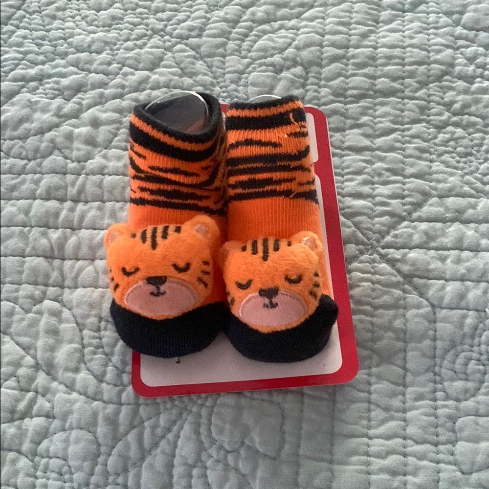 Kidgets Tiger Baby Socks in Orange and Black